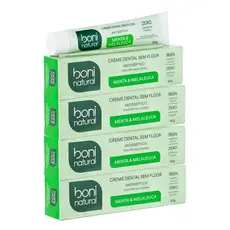 Kit 4 Creme Dental Natural Menta e Melaleuca Sem Flúor 90g Boni