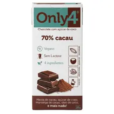 Chocolate Tablete 70% Cacau Sem Lactose Vegano 20g - Only4
