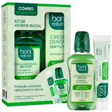 Kit Creme Dental 90g + Enxaguante Bucal 250ml Menta e Melaleuca - Boni Natural