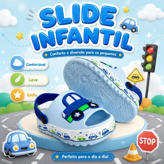 Sandália Infantil Baby Menino Papete Leve Confortável e Macia