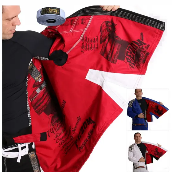 Kimono Jiu Jitsu Trançado 100% Forrado Samurai Pezom e Faixa