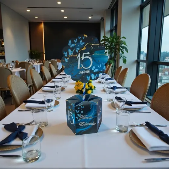 Centro Personalizado 15 anos azul royal