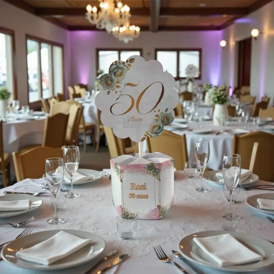 Centro de mesa Festa de 50 anos casamento