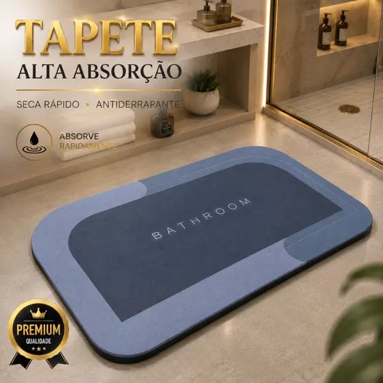 Tapete Antiderrapante Absorção Rápida Banheiro Cozinha Entrada 60x40cm Secagem Rápida Premium