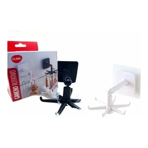 KIT 2 Ganchos Giratório Rotativo De 360 Graus Suporte Com Adesivo Fixação Multiuso Organizador Para Casa Em Cozinha