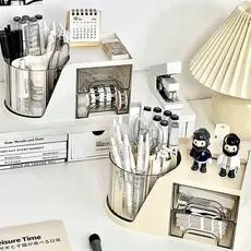 Organizador de Mesa Porta Caneta Com 2 Gaveta e Giratorio