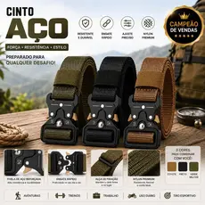 Cinto Masculino Nylon Ajustável Fivela Aço Encaixe Rápido Militar Casual Tático Resistente 125cm