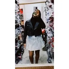 saia  colegial pregueada creme