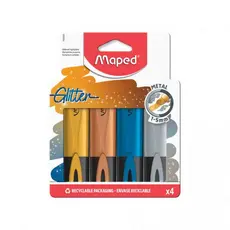 Pincel marca texto Fluo'Peps Glitter Metal estojo 4 cores 742000 Maped
