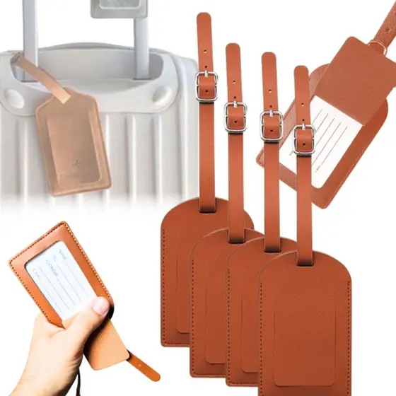 Kit de 1 a 4 Tag Identificador de Mala em Couro PU-Alta qualidade Premium