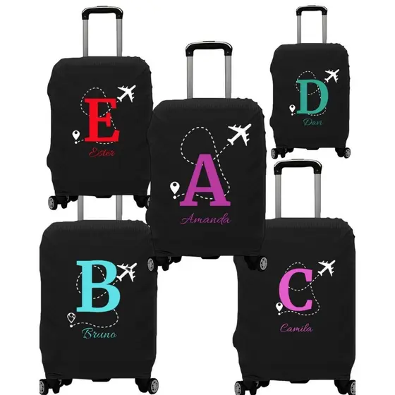 Capa De Mala 8 a 23KG Seu Nome Inicial Personalize Protetor Bagagem Para Viagem Protetora Grande