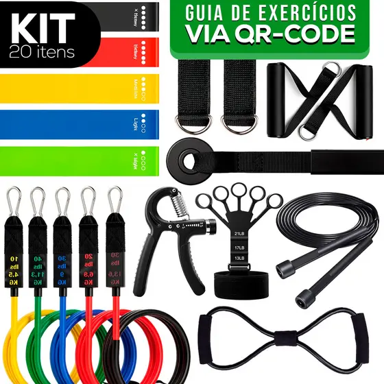 Kit Completo Treino em Casa - Elásticos Extensor Dedos Mini Band Corda HandGrip + Brinde
