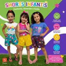 Kit 5 Shorts Infantil Feminino Menina Confortável | Tamanho 2 4 6 8 | Roupa Infantil