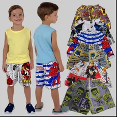 Kits 5 "Shorts Infantis menino Tactel Estampados – Tamanhos 2, 4 e 6 | Conforto e Estilo"