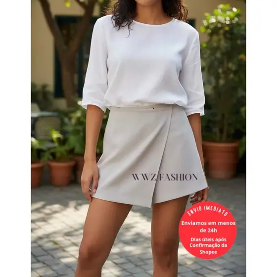 Shorts Saia Luis Twill com Corte Frontal Tendência 18100