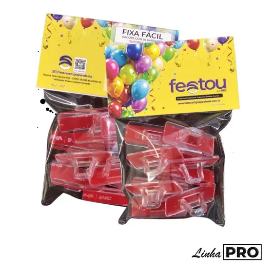 Kit 40 Clips Suporte Fixa Balão | Adesivo 3M - Gancho Transparente para Parede, Cabos e Festas
