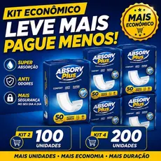 Kit Absorvente Geriátrico Absorv Plus 100 ou 200 Unidades | Kit 2 ou 4 Pacotes | Mais Economia