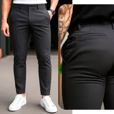 Calça Alfaiataria Masculina Sarja Esporte Fino Social Chino com Elastano
