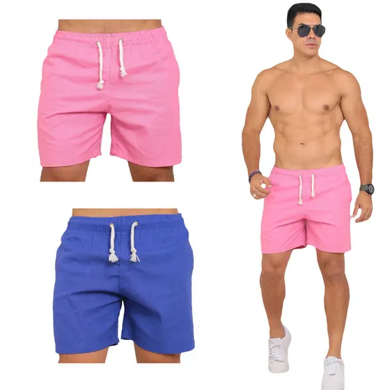 Kit 2 Short Masculino Bermuda de Linho Mauricinho Premium Bermuda Masculina