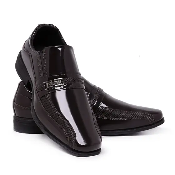 Sapato Social Masculino Preto E Marrom Com Elástico Calce Fácil Casamento Formatura Batizado Culto 836