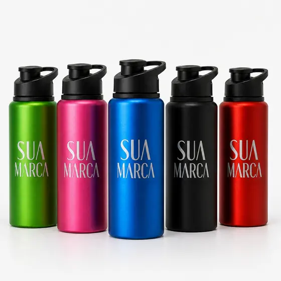 Squeeze Alumínio 600ml Personalizada Com Seu Nome/ Logo Academia Escola