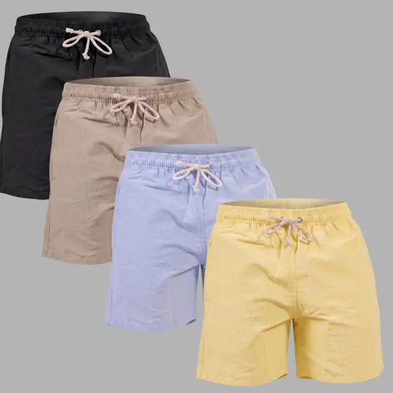 Kit de 4 Bermudas Linho Masculino Mauricinho De Alta Qualidade Bermuda de Linho Com Cordão Academia