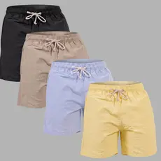 Kit de 4 Bermudas Linho Masculino Mauricinho De Alta Qualidade Bermuda de Linho Com Cordão Academia