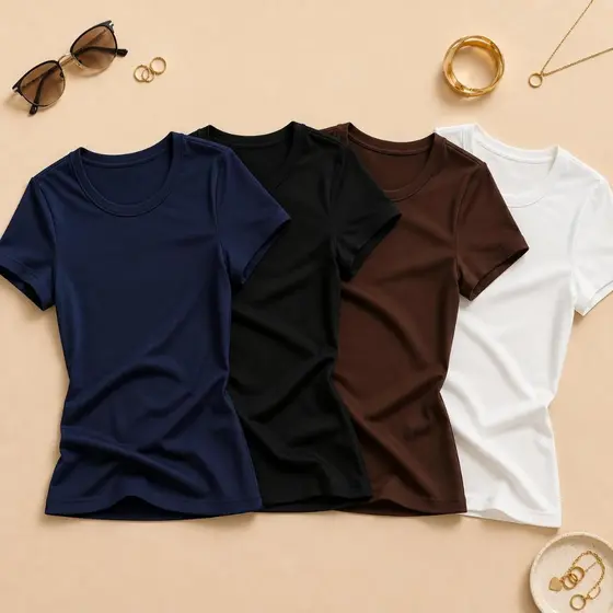 Blusa Baby Tee Feminina Suplex Básica Manga Curta Justa Camiseta Feminina Manga Curta Moda Gringa