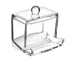 Dispenser Organizador Hastes Algodão Tampa Transparente Compacto Prático Limpeza Fácil Acesso