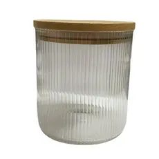 Pote Vidro Borossilicato 700ml Tampa Bambu Hermetico Duravel Conservacao Frescor Cozinha Ambiente Moderno