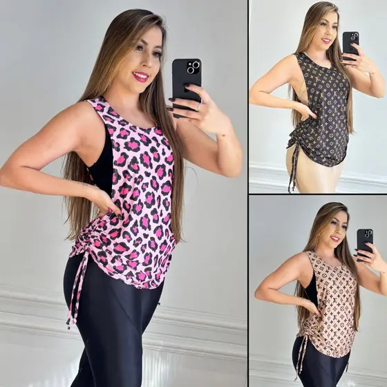 Regata Feminina Fitness Academia Puxar )Veste Legging Tapa bumbum Camisão Tule Camião Treino Camiseta Dry Fit