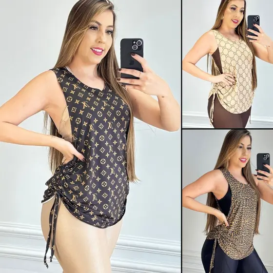 Regatas Feminina Fitness Academia Puxa) Veste Leggins Tapa bumbum Sport Tule Camisão Top Regata Treino Camiseta Dry Fit