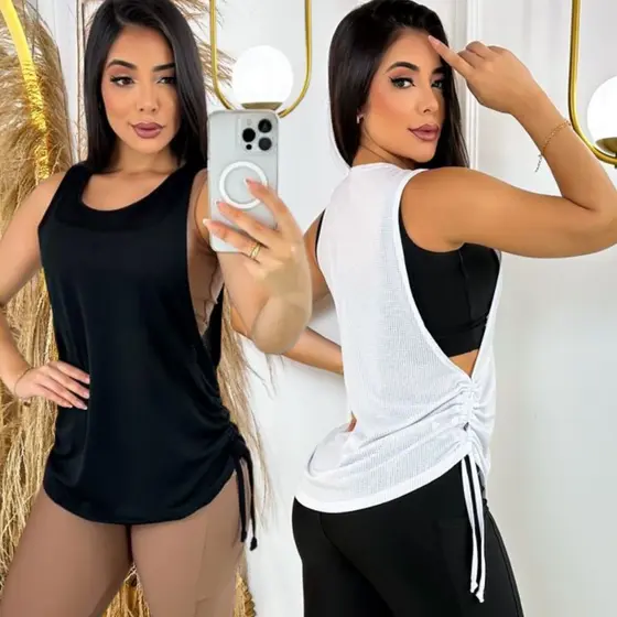Blusa Academia feminina Puxar ) Regata Veste Legging Camisão Tapa Bumbum Camiseta Tule  roupas de Academia Dry Fit