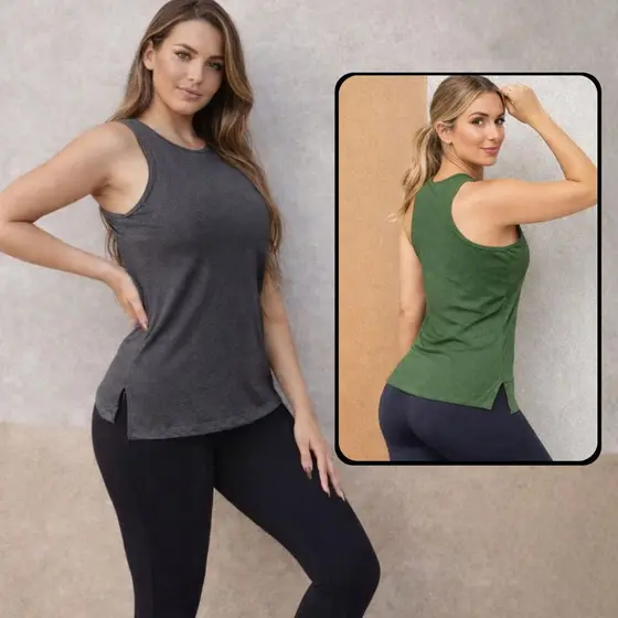 Blusa Academia feminina Regata ) Veste Legging Camisão Tapa Bumbum Camiseta Tule Roupas de Academia Dry Fit Treino Sport