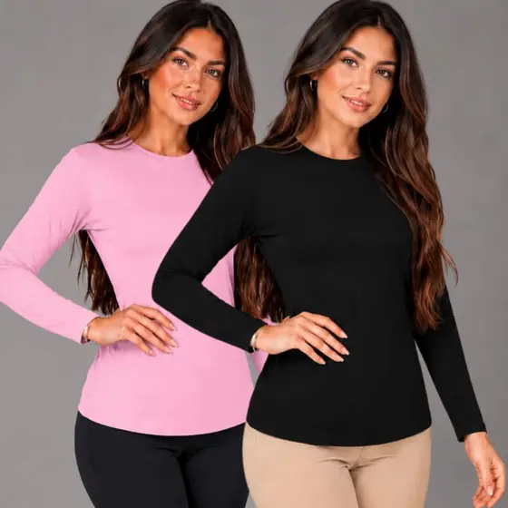 kit 2 Camisa Uv Feminina M Longa UV 50 + ) Blusa de frio Feminina segunda pele Camiseta de Trabalho Proteção Solar