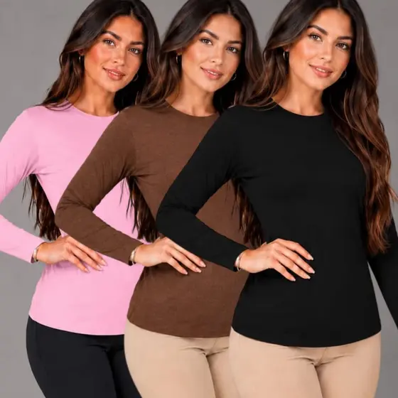 kit 3 Camisa Uv Feminina M Longa UV 50 + ) Blusa de frio Feminina segunda pele Camiseta de Trabalho Proteção Solar