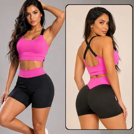 Conjunto de Academia feminino Fit 100% De Zero Transparência Alta Compressão Empina Bumbum Roupas de Academia Fitness