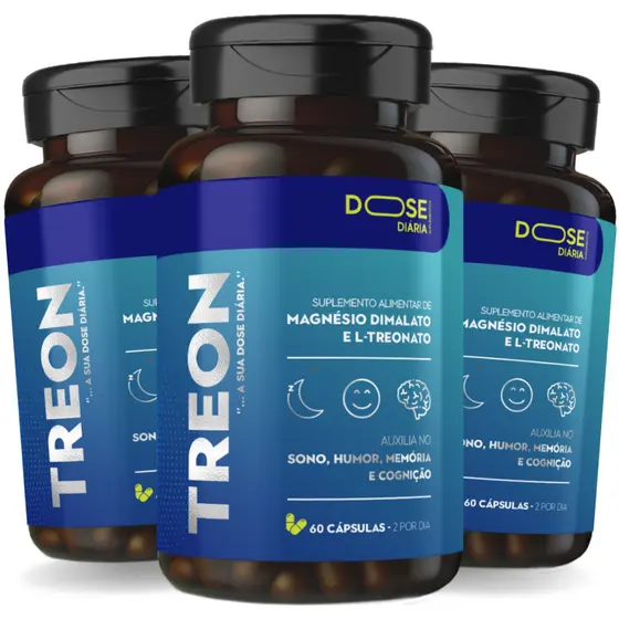 3 KIT de Magnésio L Treonato 1000mg Por Porção 60 Capsulas