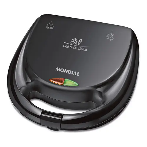 Sanduicheira Fast Grill E Sandwich Mondial 750w - S-12 Preto 127V LANCHES DELICIOSOS E RÁPIDOS