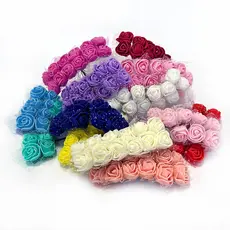 4 Rosas de EVA Mini Buquê de Rosinhas Aplique Flor Laço Tiara Artesanato