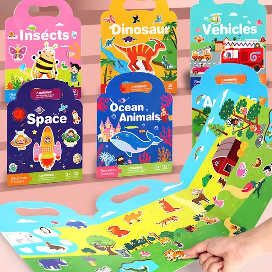 Livro de Adesivos de Brinquedo para Bebês de Educação Infantil - Presente de Natal