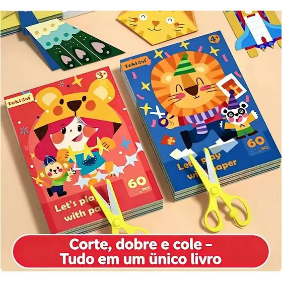 Livro de recorte de papel colorido para crianças, introdução ao jardim de infância DIY divertido