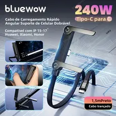 Cabo Tipo C 240W  Cotovelo 90° Suporte Dobrável Para  Proteção Sobrecarga Carregamento Rápido Transmissão Dados Celular