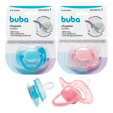 Chupeta Buba Comfort Ultra Soft  p Bebe De 0-6 Meses bico de Silicone Azul / Rosa
