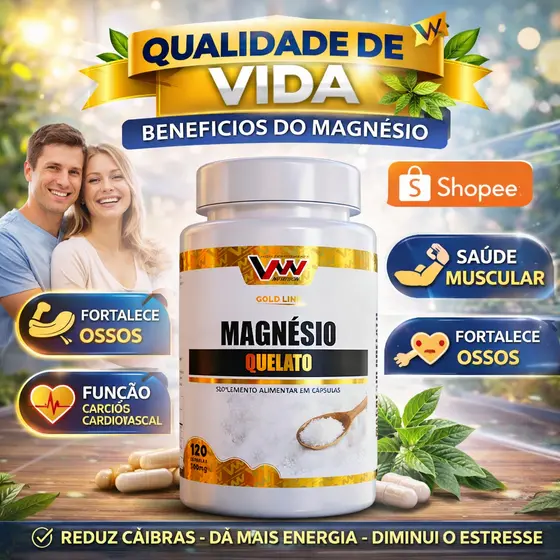 Suplemento Magnesio Quelato 100% puro 120 Capsulas original metabolismo muscualar