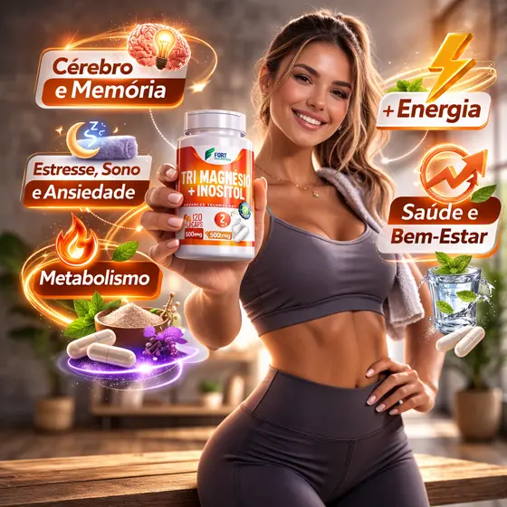 MAGNÉSIO COM INOSITOL 120 CÁPSULAS 500mg BEM ESTAR PARA O DIA