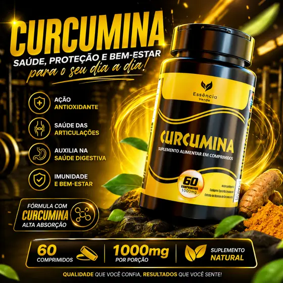 CURCUMINA 1000mg | NATURAL | 120/240/360 Comprimidos | Alta Absorção