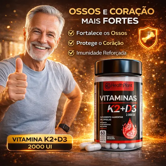 Suplemento Vitamina K2 - Menaquinona + Vitamina D3 - Colecalciferol | Cápsulas