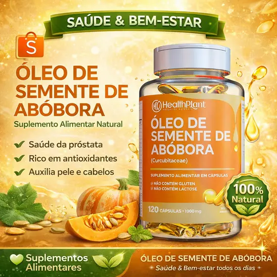 Óleo de Semente de Abóbora 120 Cápsulas | 500mg - produto 100% natural, óleo de moranga Softgel Cápsula Oleosa