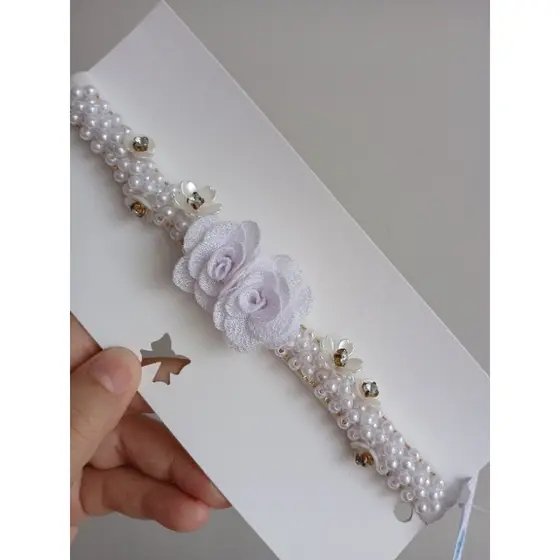 faixa RN flores e pérolas,ideal para saída de maternidade e batizado